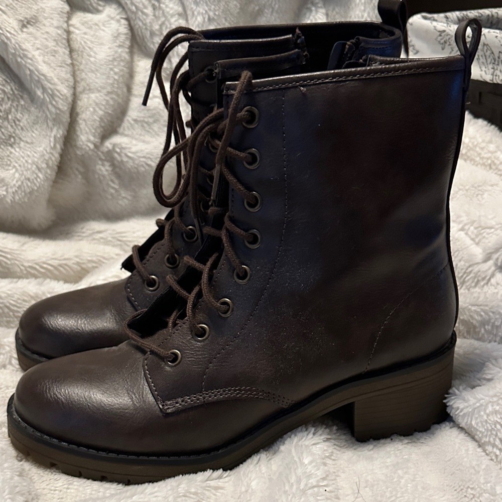 Brown Lace-Up Ankle Boots